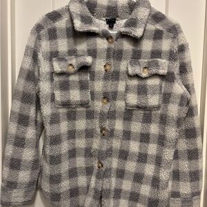 Art Class Gray Plaid Sherpa Hoodie